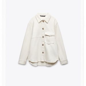 Zara white denim overshirt size M, like new!